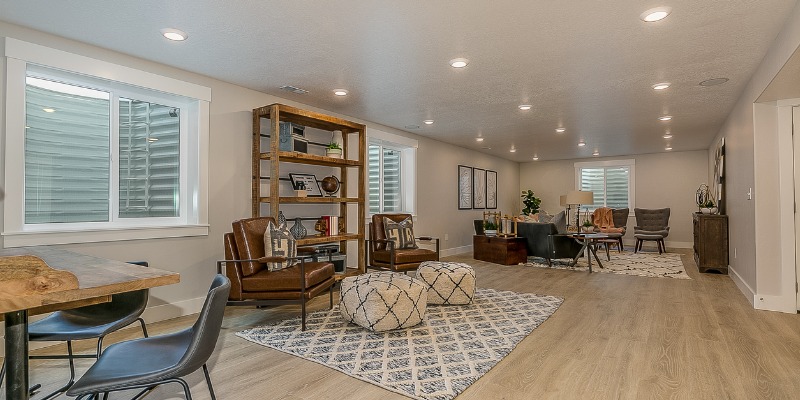 modern finished basement